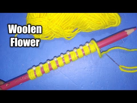 It’s So Beautiful,Super Easy Woolen Flower Making Trick Using Pencil,Diy Woolen Flower,Wool Flower