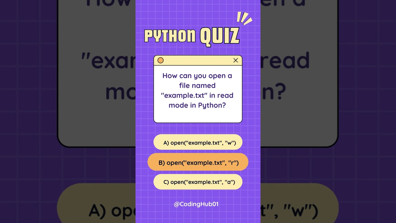 Python Quiz: File Handling Basics | Test Your Knowledge with Coding Hub