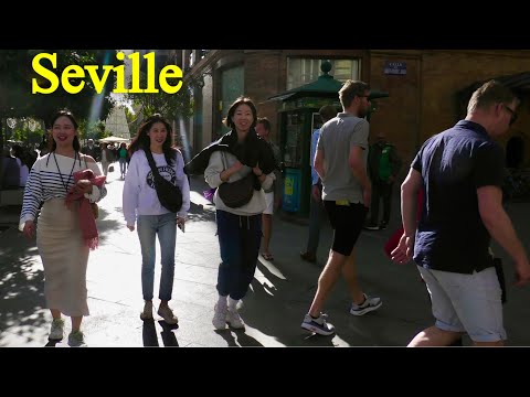 Short walk in Seville City Center Shopping streets, Morning Seville walk 2022