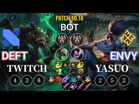 DRX Deft Twitch vs EM Envy Yasuo Bot - KR Patch 10.18