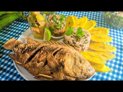 Pescado frito Hondureño! con Tajadas y Rice and beans | LA MEJOR RECETA!
