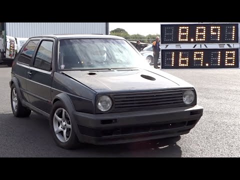 TOP 10 VW GOLF'S 1/4 MILE - No 8 - 1300BHP R36 POWERED MK2 GOLF - 8.89