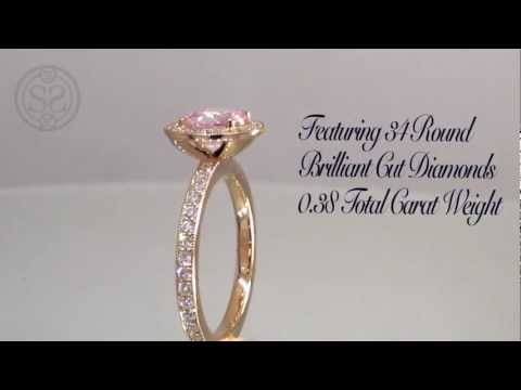 Custom Pink Sapphire Halo Engagment Ring