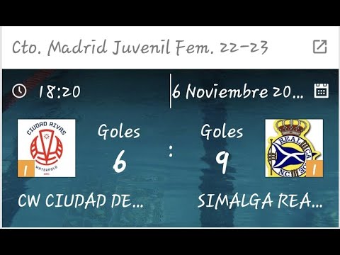 JUVENIL FEMENINO WP CIUDAD DE RIVAS VS SIMALGA REAL CANOE 06/11/2022