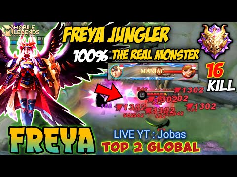 MANIAC ! 16 KILL UNSTOPPABLE FREYA , BEST BUILD 2023 - Top Global Freya Gameplay - Mobile Legends