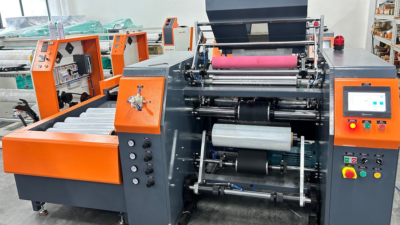 #stretchfilmrewindingmachine #stretchfilmrewinder XHD-500 Automatic stretch film rewinder machine