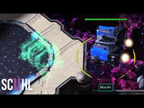 ByuN flies his Barracks into the Enemy base?! - Starcraft 2