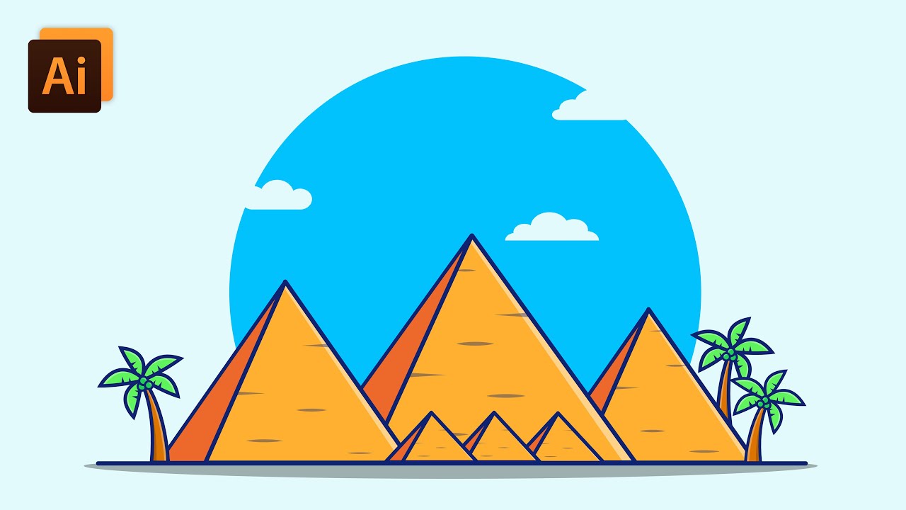 Flat and outline Mountain illustration design in adobe illustrator | Flat vector design