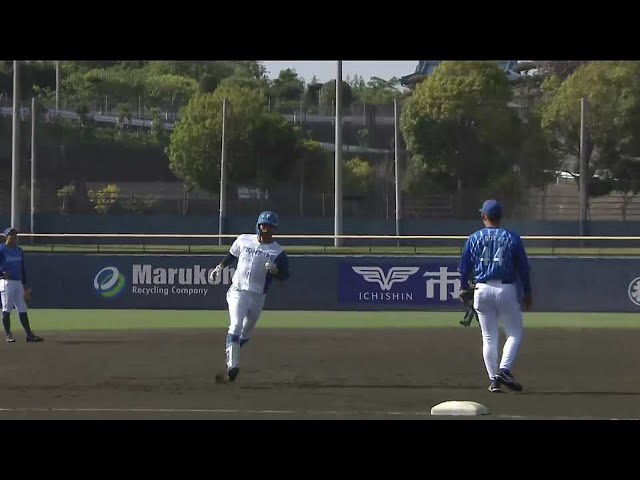 【ファーム】2試合連発!! ファイターズ・細川凌平 完璧に捉えた当たりはライトスタンドへ飛び込むホームラン!! 2023年4月20日 北海道日本ハムファイターズ 対 横浜DeNAベイスターズ