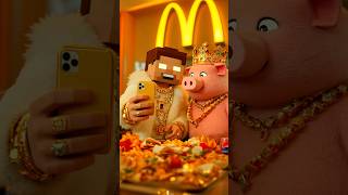 STEVE MEETS TECHNOBLADE AT MCDONALDS #minecraft #mcdonalds #shorts