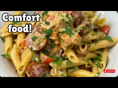 Delicious Cheesy Cajun Andouille and Chicken Pasta in Just 30 Minutes!