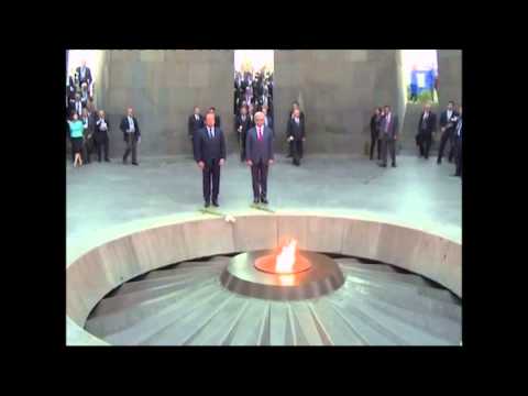 French President François Hollande visiting the Armenian Genocide Memorial at Tsitsernakaberd