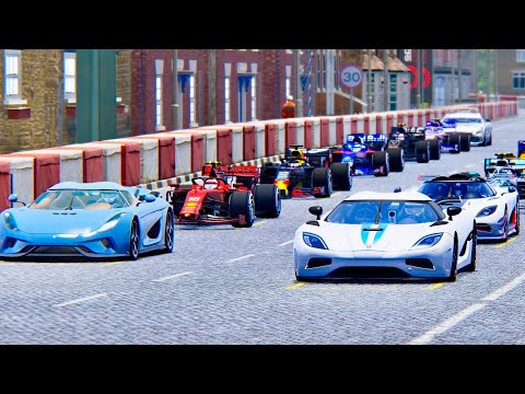 F1 2019 Cars vs Koenigsegg Supercars - Highlands