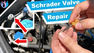 How to replace a AC Service Port Schrader Valve on a car A/C line