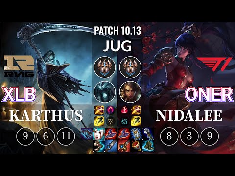 RNG XLB Karthus vs T1 Oner Nidalee Jungle - KR Patch 10.13