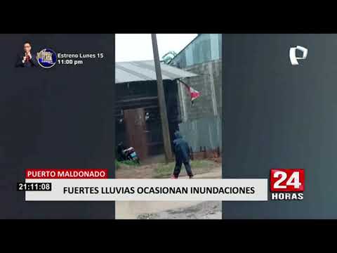 Puerto Maldonado: intensas lluvias inundan las calles de la ciudad
