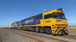6MP4 Pacific National container train with two NR class locomotives NR93 NR95 at Gheringhap 9/5/2025