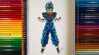 How to Draw Vegito Blue Full Body Using LEADUR Watercolor Pencils