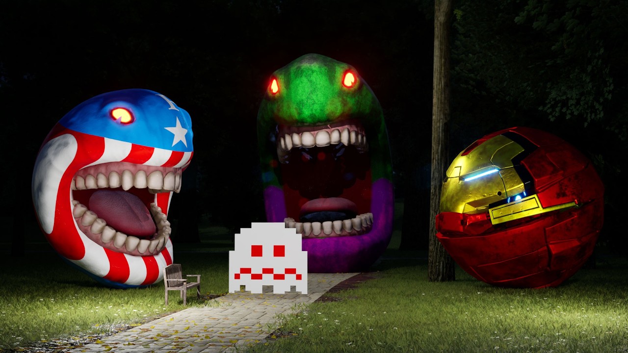 Pacman and Captain America Ironman Hulk [Pacman's Avengers]