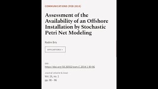 Download lagu Assessment of the Availability of an Offshore Installation by Stochastic Petri Net Mo... | RTCL.TV mp3