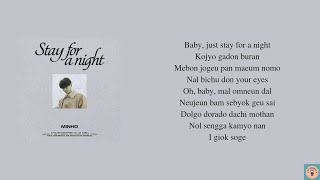 Download lagu MINHO 'STAY FOR A NIGHT' Lyrics || [Real Easy Lyrics] mp3