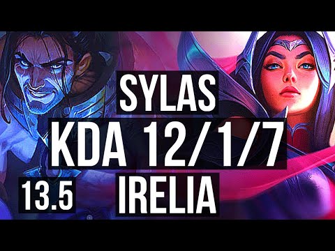 SYLAS vs IRELIA (MID) | 12/1/7, Godlike, 300+ games | KR Master | 13.5