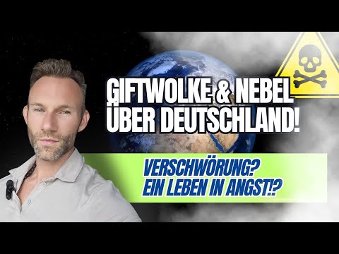Giftwolke und Nebel über Deutschland. Verschwörungstheorien machen Angst bei Menschen.
