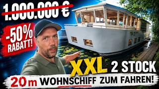 XXL Hausboot / Wohnschiff 2 Stock 20m Autark wohnen und FAHREN #hausboot #Wohnschiff #wohntraum