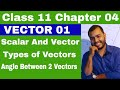 Class 11 Chapter 4 Vector 01 Scalar And Vector Types Of Vector Angle Between Two Vectors
