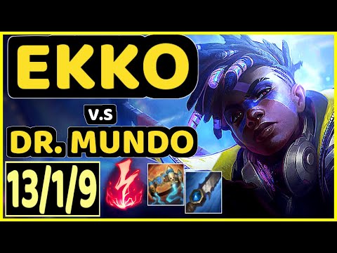 DARDOCH (EKKO) vs DR. MUNDO - 13/1/9 KDA JUNGLE GAMEPLAY - NA Ranked GRANDMASTER