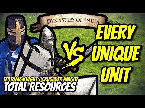 TEUTONIC KNIGHT + CRUSADER KNIGHT vs EVERY UNIQUE UNIT (Total Resources) | AoE II: DE