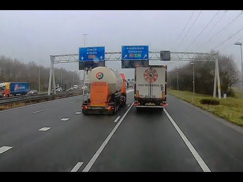 2020.01.22 A35 knooppunt Azelo to A1 (NL) Truck Dashcam Traffic Hits
