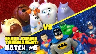 Secret Life of Pets vs Superheroes Justice League &amp; Avengers Shake Rumble Tourney Match #6 | KIDCITY