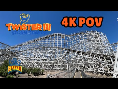 On-ride point of view of Twister III: Storm Chaser