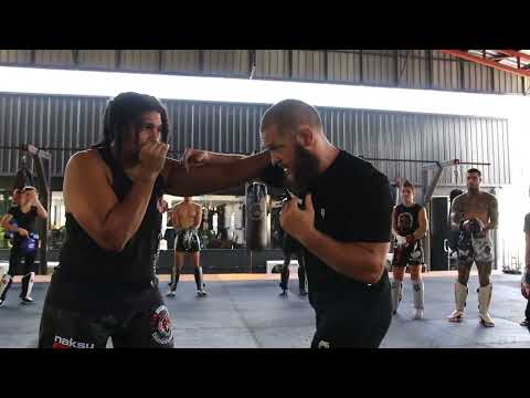 Rafael Fiziev teaches combinations to counter jabs in Kickboxing Class @ Tiger Muay Thai