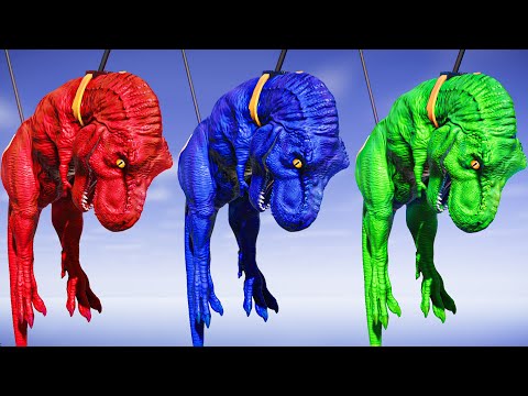 Tyrannosaurus Rex Color Pack vs Spinosaurus - Jurassic World Evolution Dinosaurs Fighting