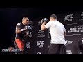 MAX HOLLOWAY WORKING BOXING TECHNIQUE ON MITTS DAYS AHEAD OF KHABIB FIGHT AT UFC 223