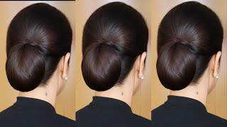 Effortless: Low Bun Hairstyle with Small Clutcher For Everyday _ Simple & Easy Hair Style Girl