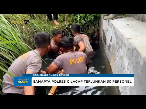 POLRESTA CILACAP BERKOLABORASI BERSAMA MASYARAKAT TANGANI BANJIR DI SIDAKAYA