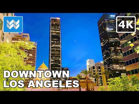 [4K] Downtown Los Angeles at Night - Walking Tour & Travel Guide 🎧  Binaural City Sound