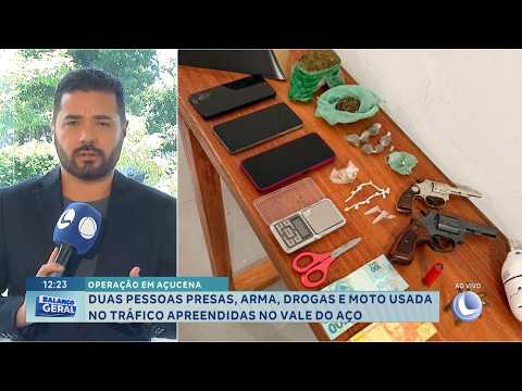 Açucena: Duas pessoas presas; arma, drogas e moto apreendidas.