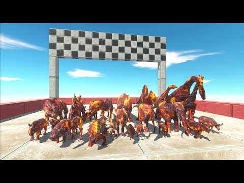 FALL LAVA SPEED RACE DINOSAURS - TO GET A FLAG WIN - Animal Revolt Battle Simulator