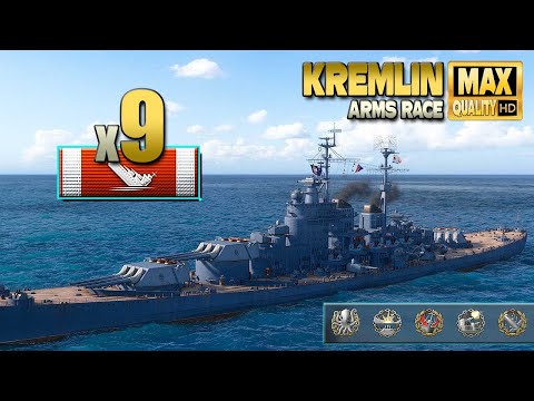 Powerfull battleship Kremlin with 4k base XP game - World of Warships