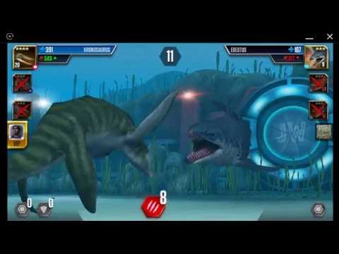 Jurassic World: The Game - Aquatic Player Duel Battle 174 - MOSASAURUS And EDESTUS!