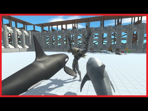 GREAT WHITE SHARK & ORCA VS BOSSES - ANIMAL REVOLT BATTLE SIMULATOR