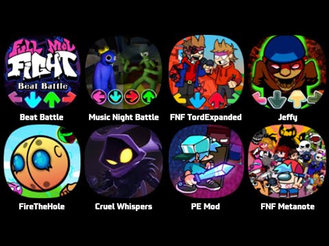 FNF Funkin' at Freddy's Scott Secret, FNF Fourth Wall, Beat Battle, FNF Rainbow Friends, Boss Fight