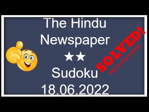 🔊How to Solve The Hindu Sudoku 2 Star | Step by Step Solution | 18.06.2022|  Level ★★