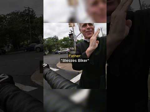Biker runs into Father at red light😳