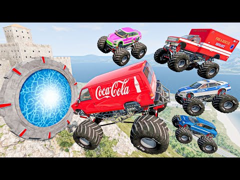 Unbelievable Cars Pickups & Bigfoot Monster Trucks Crashes and Jaw-Dropping Jumps BeamNG Drive Mods