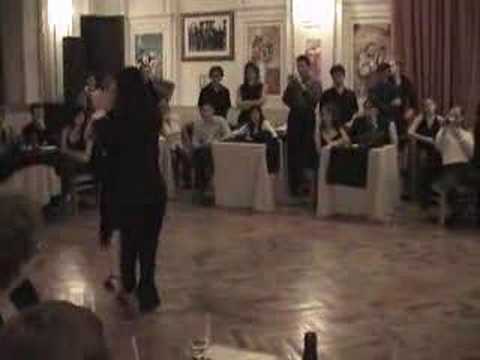  Andrea Misse  and  Javier Rodriguez  are  dancing  to  the  tango  "  Nochero Soy  "